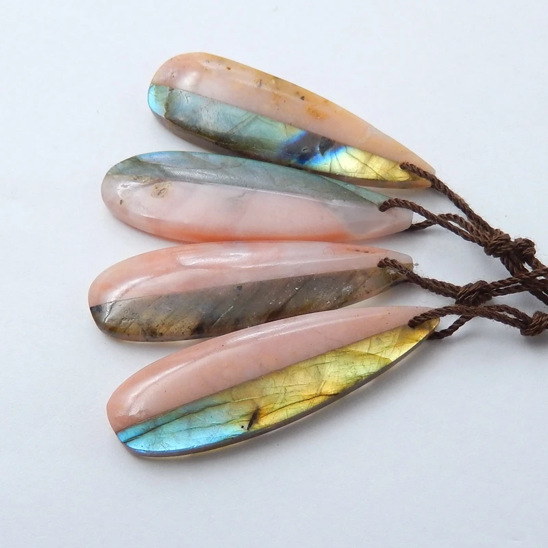 Один комплект подвески из натурального розового опала и Лабрадорита intaisia