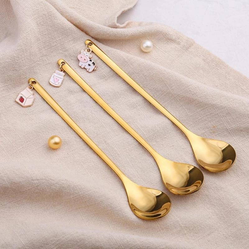 3 шт. Нержавеющая сталь Кофе ложка китайский Новый год коровы дизайн украшения