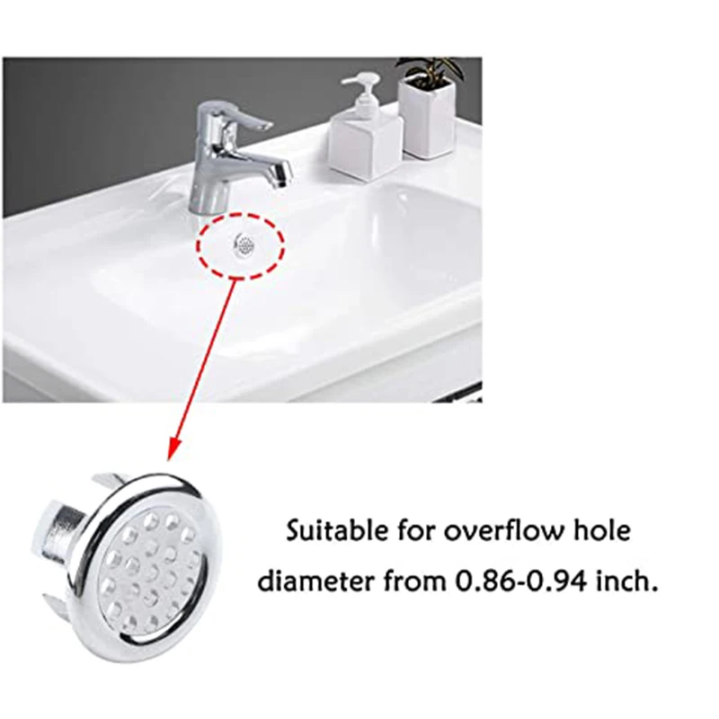 Bathroom Basin Sink Overflow Ring Six-foot Round Insert Chrome Hole Cover Cap 50PB Modern Tub Stopper Bathtub Drain | Обустройство