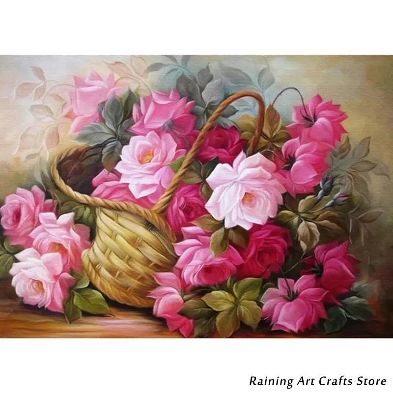 

Алмазная 5D картина «сделай сам», цветочная корзина, вышивка, полная круглая квадратная вышивка, наборы для вышивки крестиком, мозаичные кар...