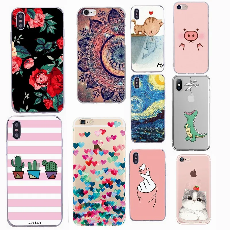 Прозрачный силиконовый чехол для Iphone XR iPhone 7 8 Plus XS Max милый мягкий с динозавром SE