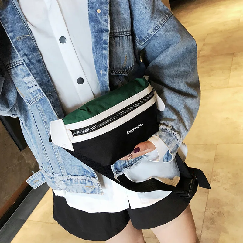 

New Waist Bag Women Canvas Leisure Panelled Fanny Pack for Girls Letter Bum Bag Packs Fashion Chest Crossbody Bag Belt