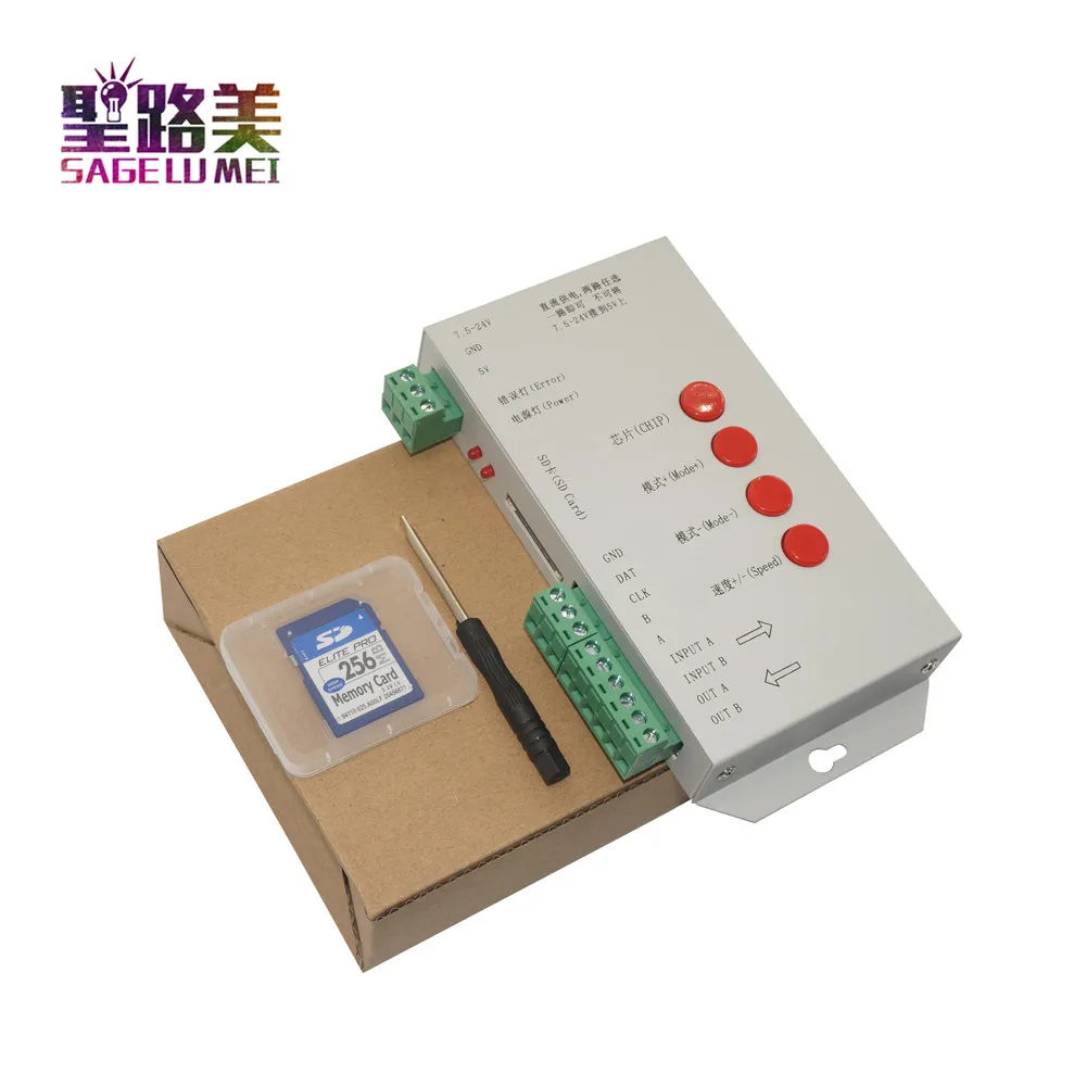 Sd карта T1000S WS2801 WS2811 WS2812B LPD6803 светодиодный контроллер 2048 пикселей DC5 ~ 24 В RGB с