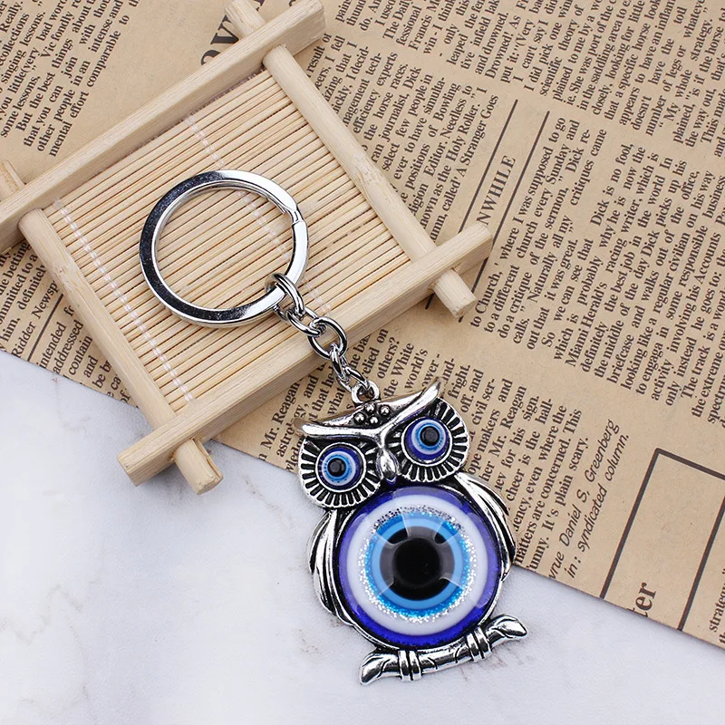 Night Owl Key Chains Blue Evil Eye Keychain Charms Fashion Nighthawk Pendent Unisex Backpack Ornaments Accessories | Украшения и