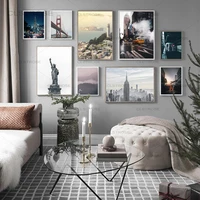 canvas painting forest bridge nordic city landscape wall art canvas posters and prints wall pictures for living room art decor