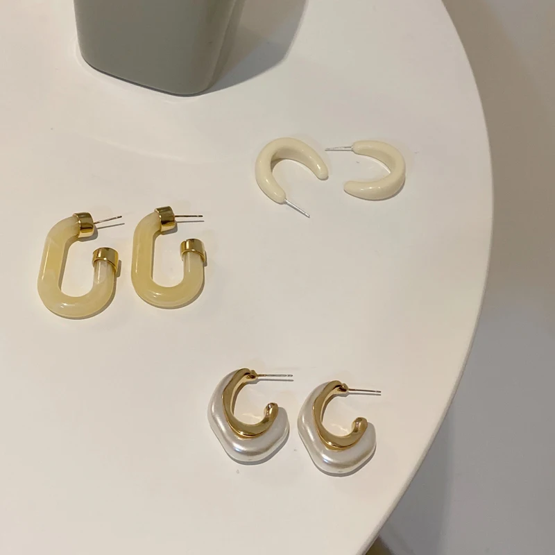 

S925 needle Cream White Resin Earrings Popular Design Popular Style Geometric Drop Earrings For Women Jewelry Party Gifts