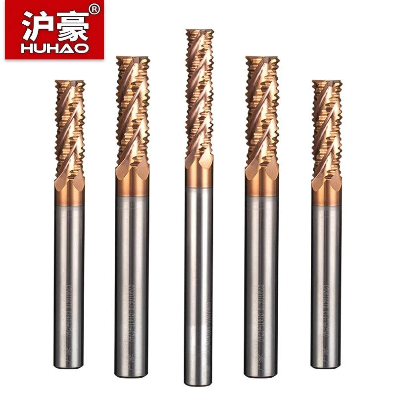 

HUHAO 4 Flutes Coarse End Mill Hardness 55 Milling Cutter CNC Tool Wave Edge Router Alloy Bit Suitable For Stainless Steel Wood