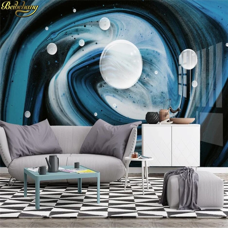 beibehang Custom 3d wallpaper mural blue modern creative three-dimensional starry sky 3D sci-fi TV sofa background wall painting |