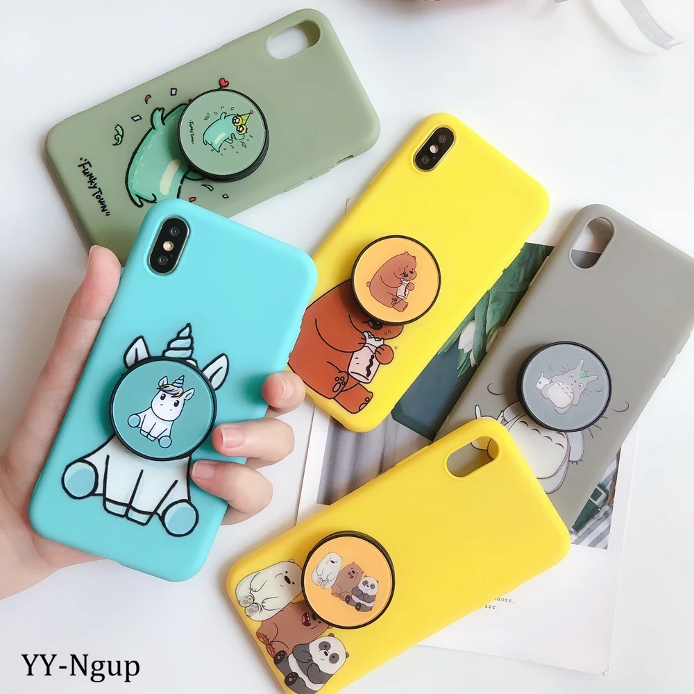 Для iPhone 7 i Phone 8 Plus чехол Kawaii подставка держатель Единорог силиконовый чехол для iPhone X XR XS Max 5 5S SE 6 6S 7 Plus чехол для женщин