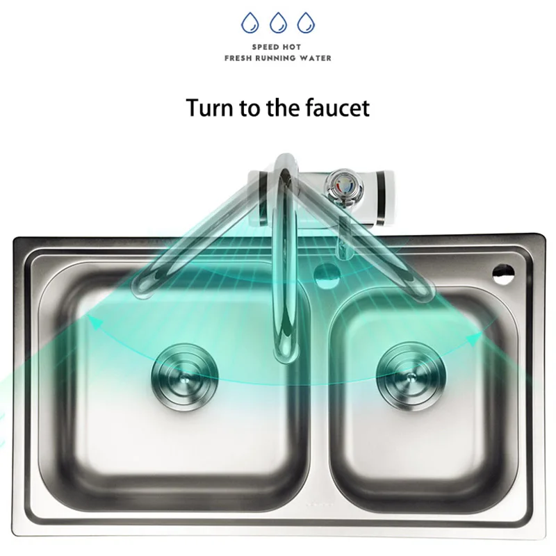 

Heating Faucet Instant Heating Type Kitchen Bathroom Hot and Cold Dual-Purpose Electric Hot Water Faucet Heater EU Plug