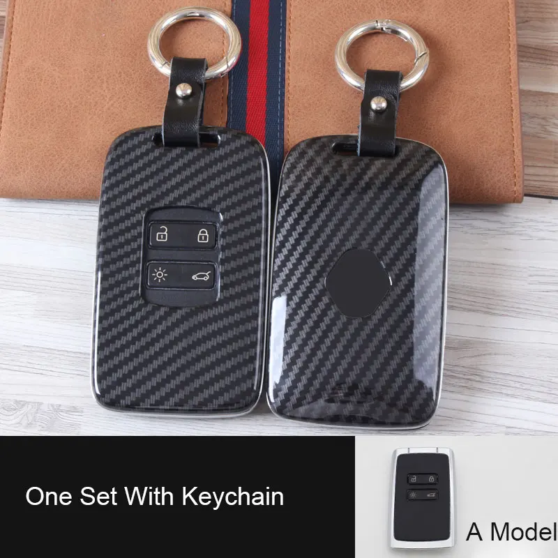 A Model One Set Карбоновый чехол для ключей ABS для Renault Koleos kadjar Scenic Megane Sandero без ключа пульт дистанционного Fob оболочка Защитная крышка авто аксессуары - Название цвета: A Model One Set