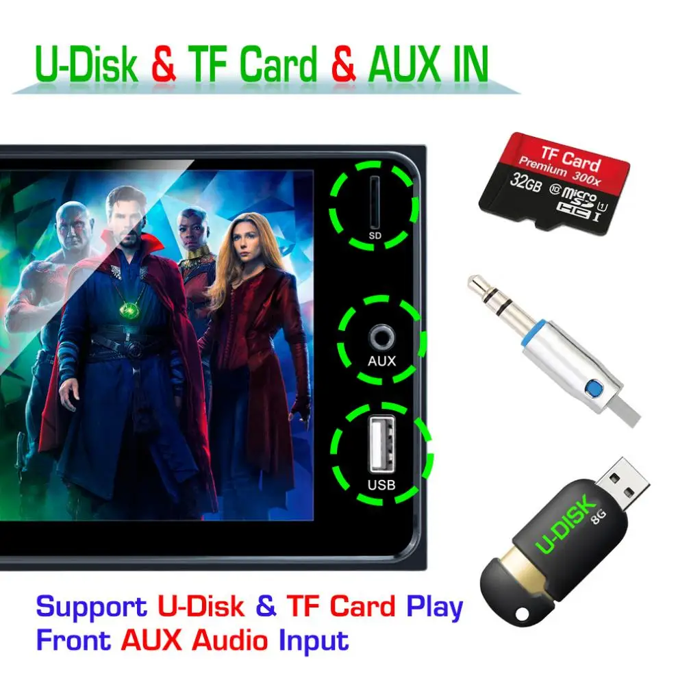 Автомобильный сенсорный экран 2 DIN 7 дюймов HD Bluetooth MP5 плеер поддержка MirrorLink /SWC