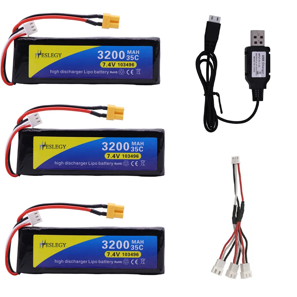 7 4 В 3200 мАч 35C 2S литий-полимерный аккумулятор XT30 штекер с USB зарядным устройством