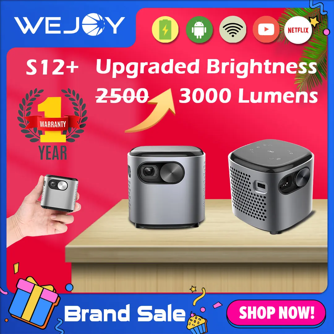 [Обновление 2021] WEJOY DL S12 + мини проектор Pico 1080P FHD Smart Android Портативный светодиодный