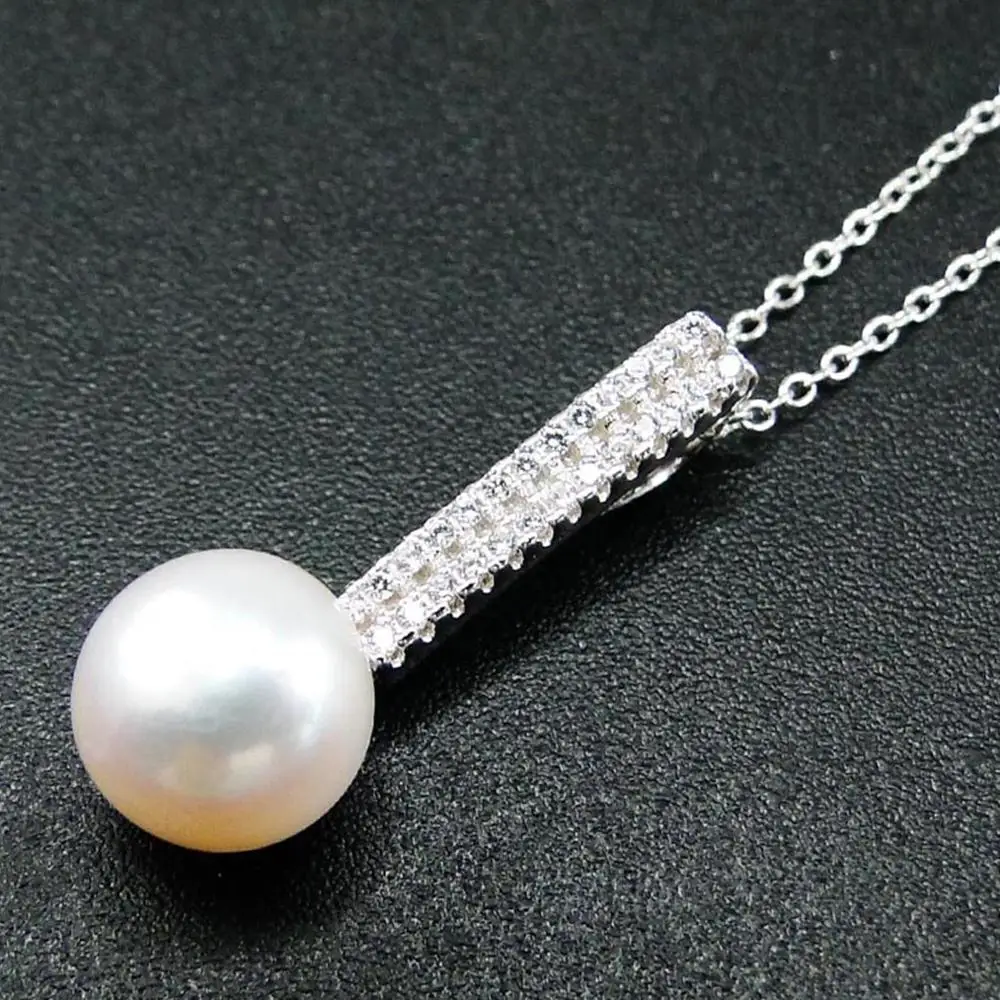 

Женский кулон с натуральным пресноводным жемчугом, ожерелье из стерлингового серебра 925 пробы 9 мм, подарок на помолвку, свадьбу или вечерин...