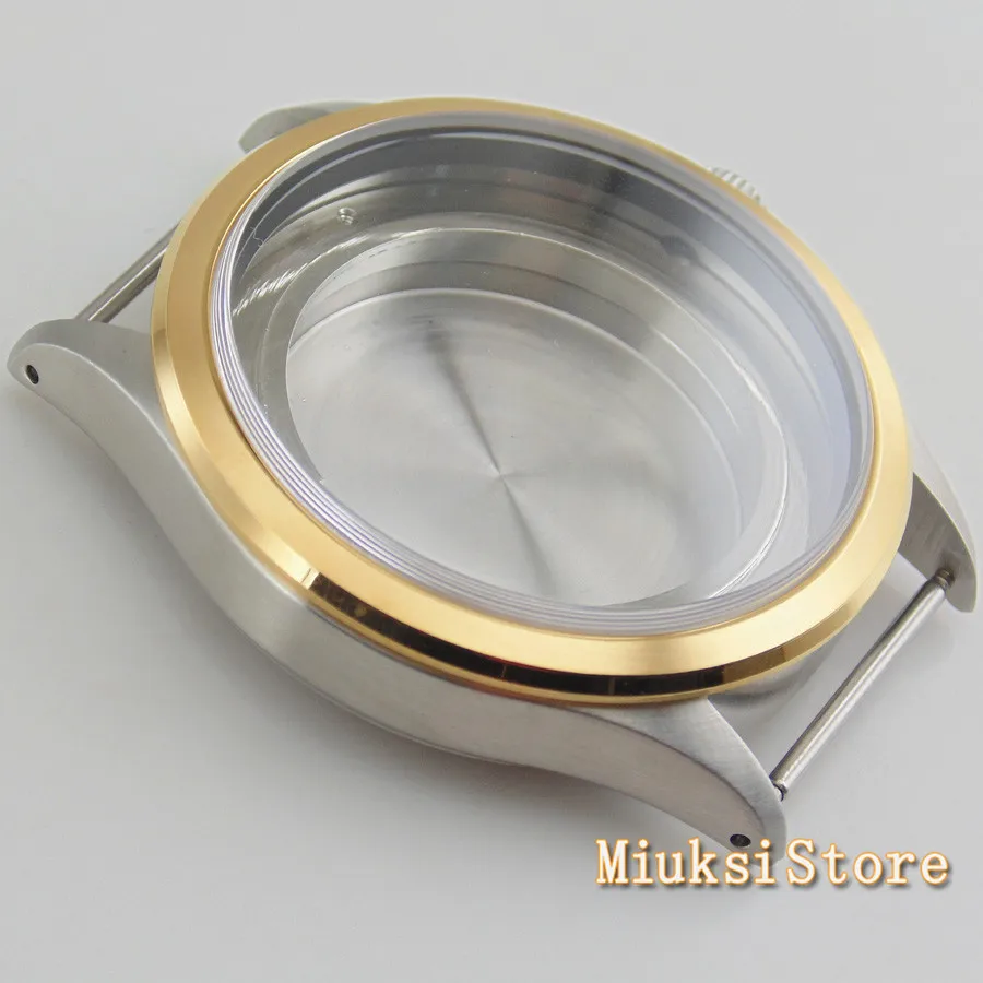 41mm Watch case sapphire glass gold bezel steel watch fit DG2813/3804 Miyota 82 Series | Наручные часы