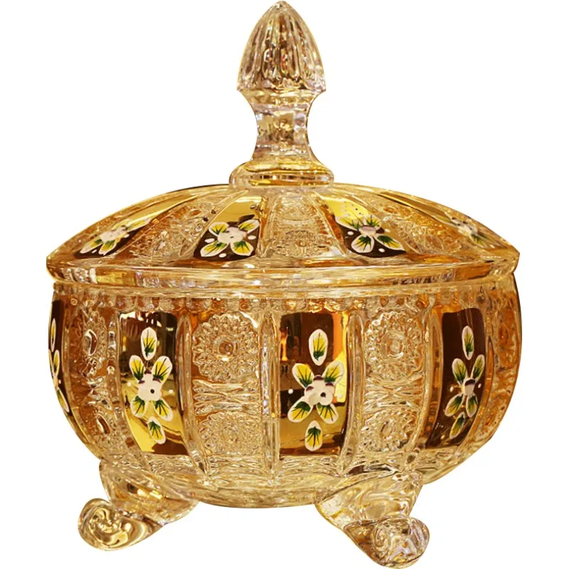 Европейская эмалированная банка для конфет роскошная позолоченная Хрустальная