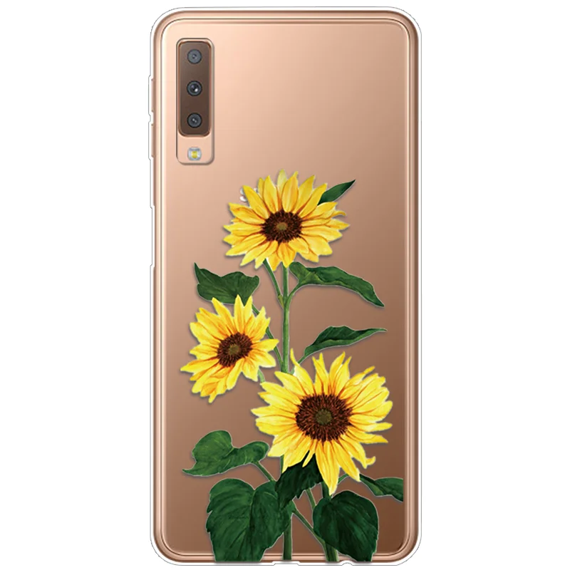Чехол для Samsung Galaxy A7 2018 мягкий чехол телефона из ТПУ с летними цветами и