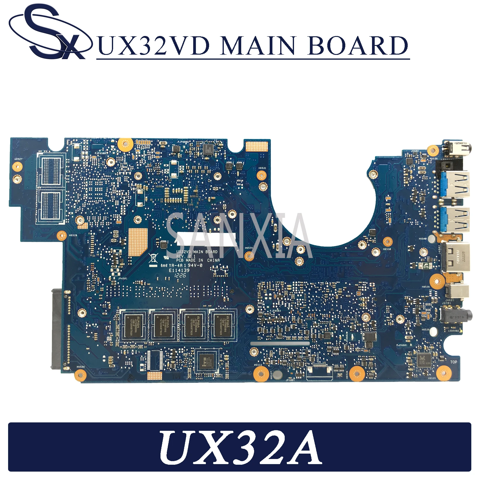 Материнская плата KEFU UX32VD для ноутбука ASUS Zenbook UX32A оригинальная материнская 2GB-RAM I7