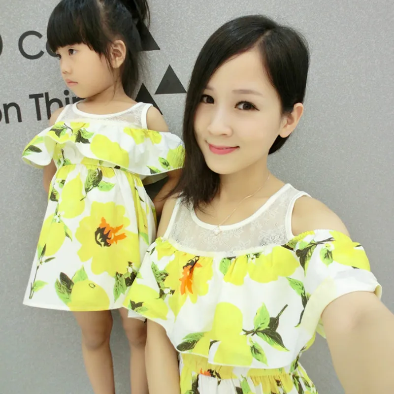 Семейные комплекты платье для мамы и дочки повседневные шифоновые платья с