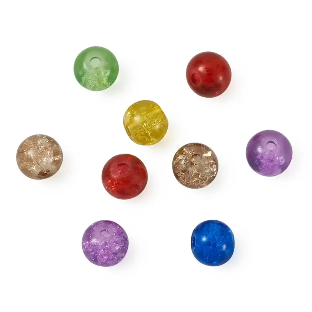 200 шт. 6 мм разноцветные Круглые Стеклянные Бусины с трещинами для