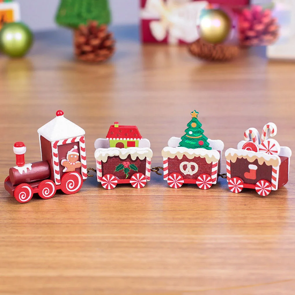 Новые маленькие рождественские украшения для поезда деревянные рождественской
