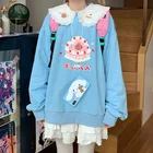 Хиллбилли осенний женский Kawaii принт торта в японском стиле Харадзюку Свободный пуловер с круглым вырезом и длинным рукавом Ins модные студенческие толстовки