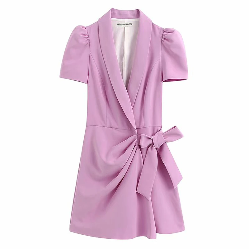 

Женский модный офисный костюм с блейзером, винтажный комбинезон с v-образным вырезом, Пышный рукав бант, женский комбинезон с завязками, 2020