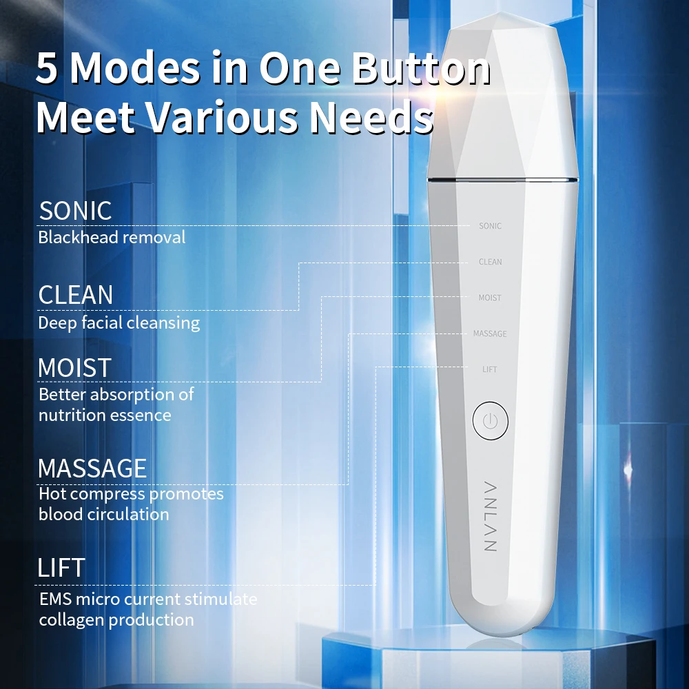 ANLAN ультразвуковая очистка кожи ионная Глубокая чистка лица акне удаление угрей