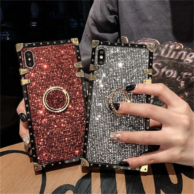Веб знаменитости квадратное отверстие флэш женский dazzle coloriPhone 11 Pro XS Max XR X 6 6S 7 8