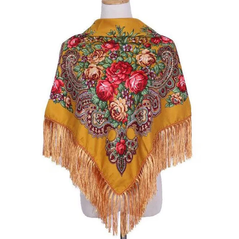 

Роскошный брендовый принт оверсайз квадратные одеяла русский женский свадебный шарф с кисточками хлопковый носовой платок в стиле ретро Осенняя шаль