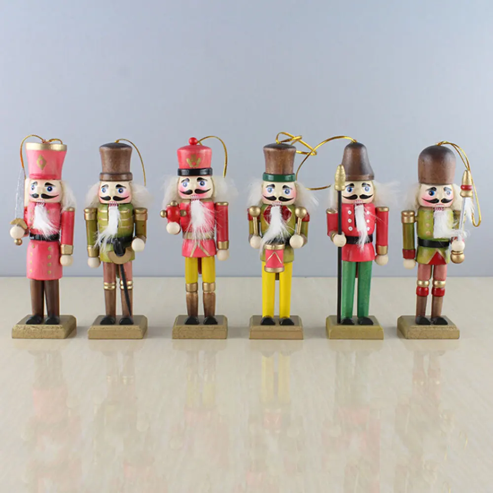 6 Pcs Wooden Doll Soldier Puppet Miniature Figurines Vintage Handcraft New Year Christmas Ornaments Home Decor | Дом и сад