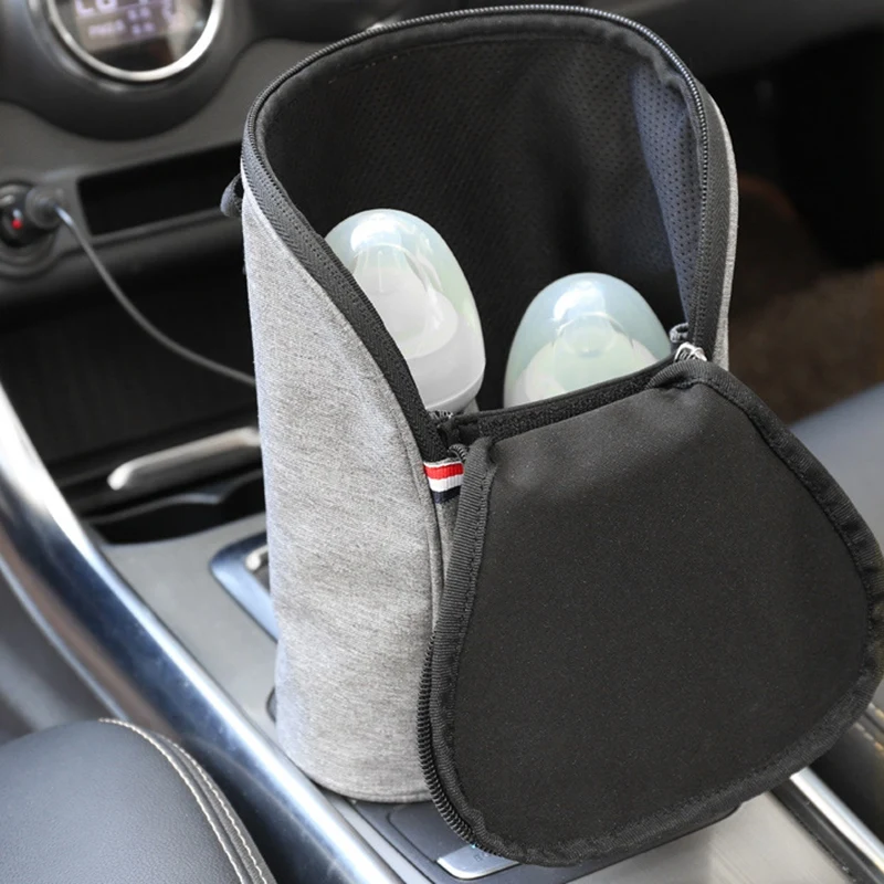 New Car-Mounted Double Bottle Warm Milk Bag USB Water Warmer Travel Stroller Insulated Baby Nursing Heater | Мать и ребенок