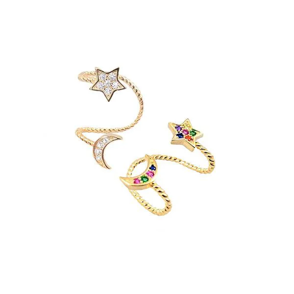 1 шт Луна запонки со звездой серьги золотое покрытие белый Радуга cz без отверстия