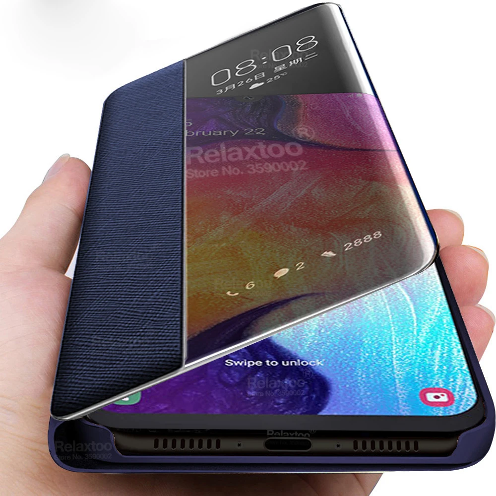Кожаный флип чехол для телефона samsung a50 smart View cover на a70 a40 a30 a20 a10 a60 a 10 20 30 40 50 70 coque