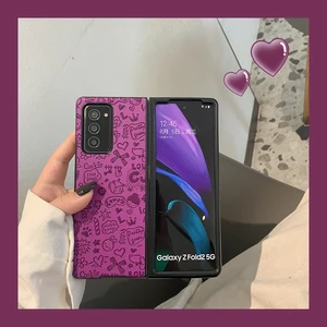 girl fashion cute cartoon print leather case for samsung galaxy z fold 2 w21 hard shell phone case cover for galaxy z fold 3 5g free global shipping