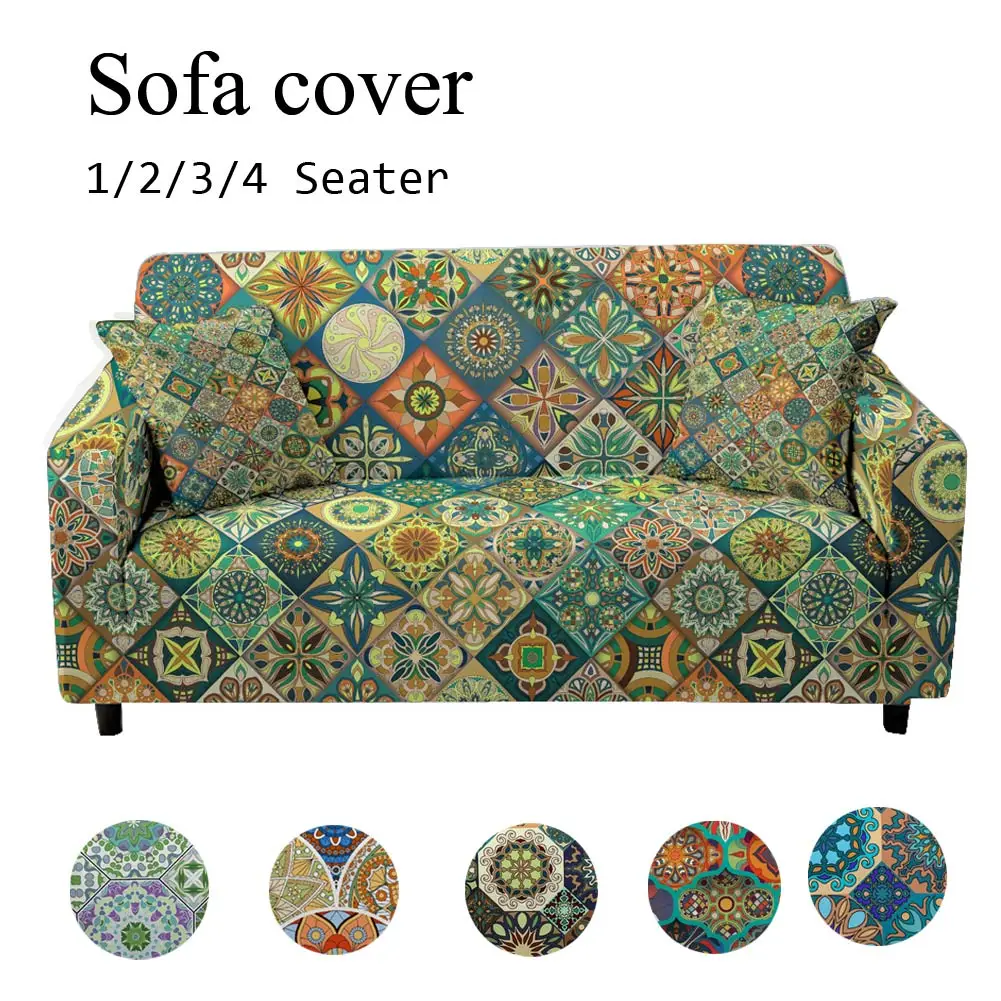 Эластичный чехол для дивана с 3D рисунком мандалы растягивающийся Чехол