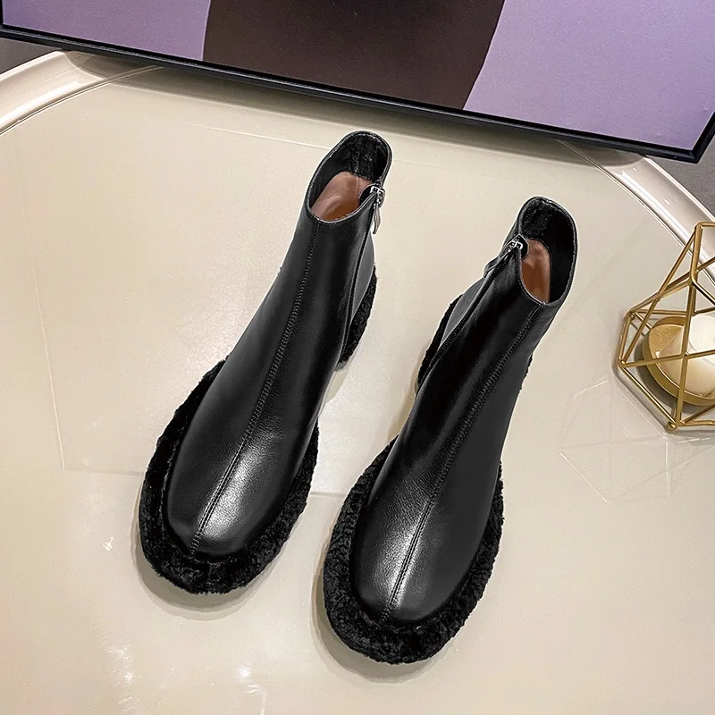 

High Quality Women Boots New Fashion Autumn Winter Warm Ankle Boots Black Beige Shoes Woman Dress Party Short Boots Size 34-43