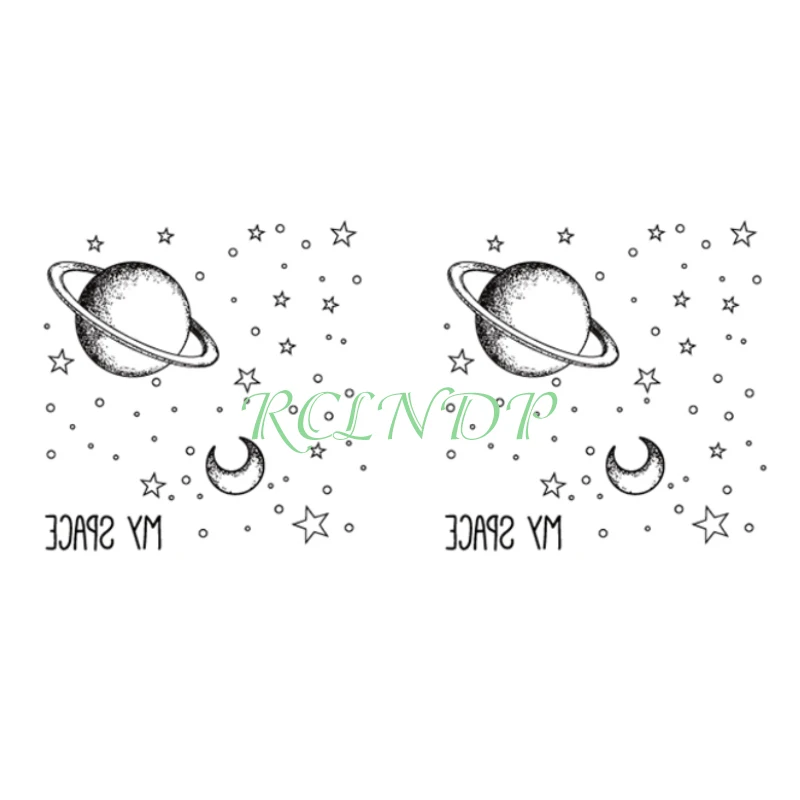 Водостойкая Временная тату наклейка планеты Луны звезды круга наклейки флэш