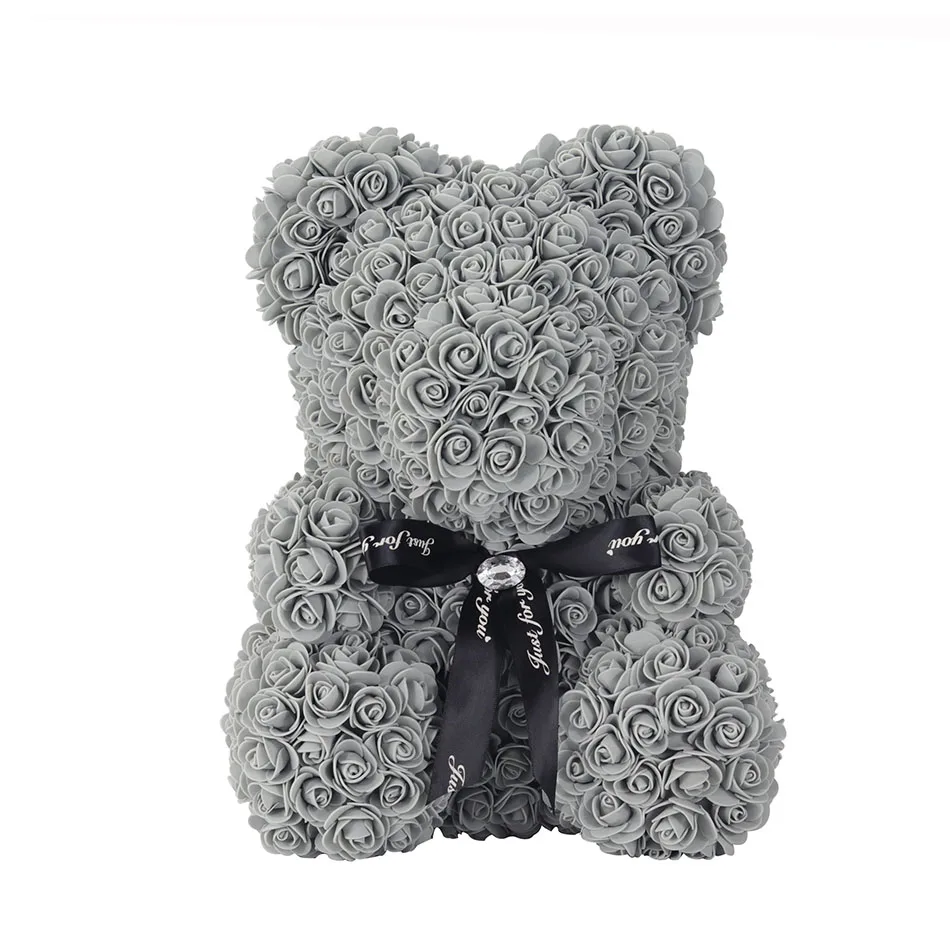 Gray 40cm Дропшиппинг 25 \ 40 см красный плюшевый медведь розы искусственные рождественские подарки для женщин подарок на день Святого Валентина плюшевый медведь \ Собака - Цвет: Gray 40cm