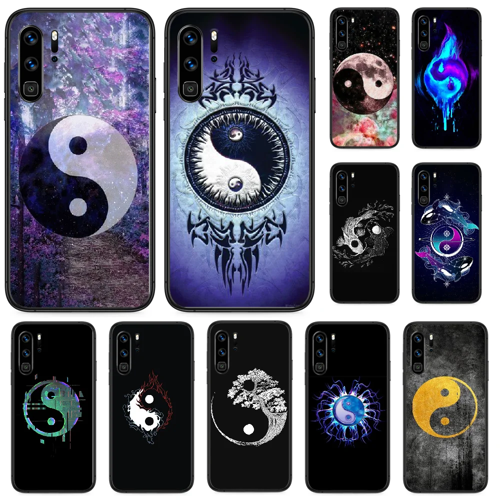 Yin Yang чехол для телефона с принтом граффити рыбы Huawei P 9 Smart 10 20 30 40 8 Lite Mini Z 2019 Pro black