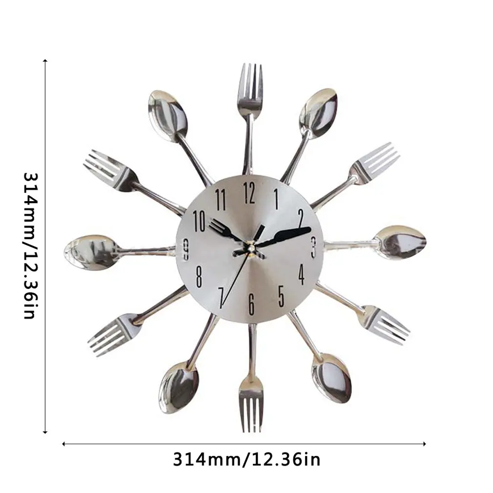 

Stainless Steel Knife Fork Spoon Kitchen Restaurant Wall Clock Home Decoration Wall Clocks Multifunctional Tools