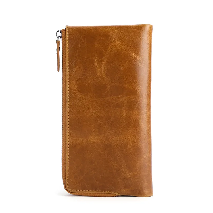 

Card Holder Blast Head Layer Cowhide Men's Long Wallet Fashion Hand Bag Retro Leather Card Bag Wallet Business Card Holder