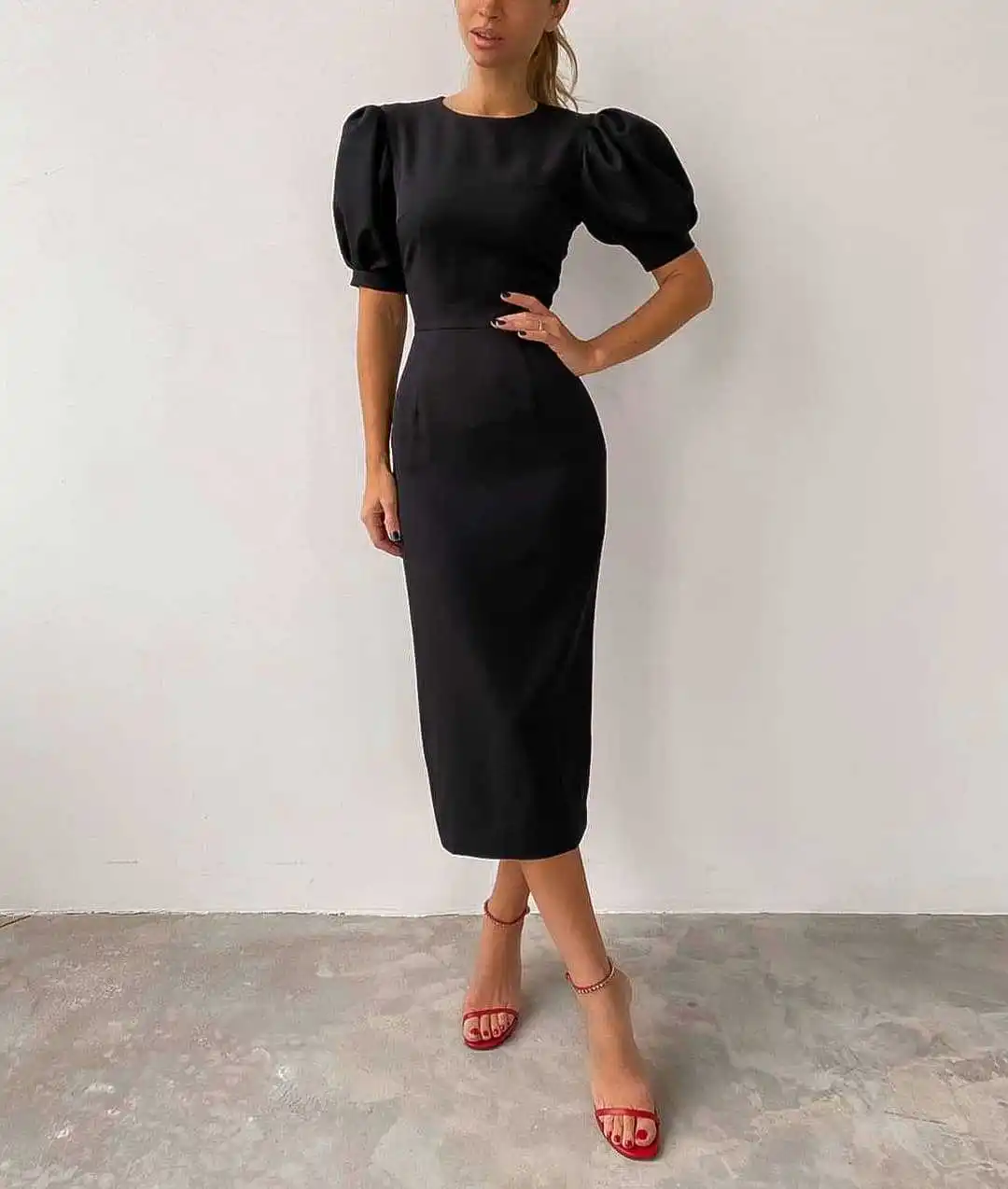 

New Elegant Dress Fashion Print Short-sleeved Slim Round Neck Dress Ladies Spring Summer Mini Dress