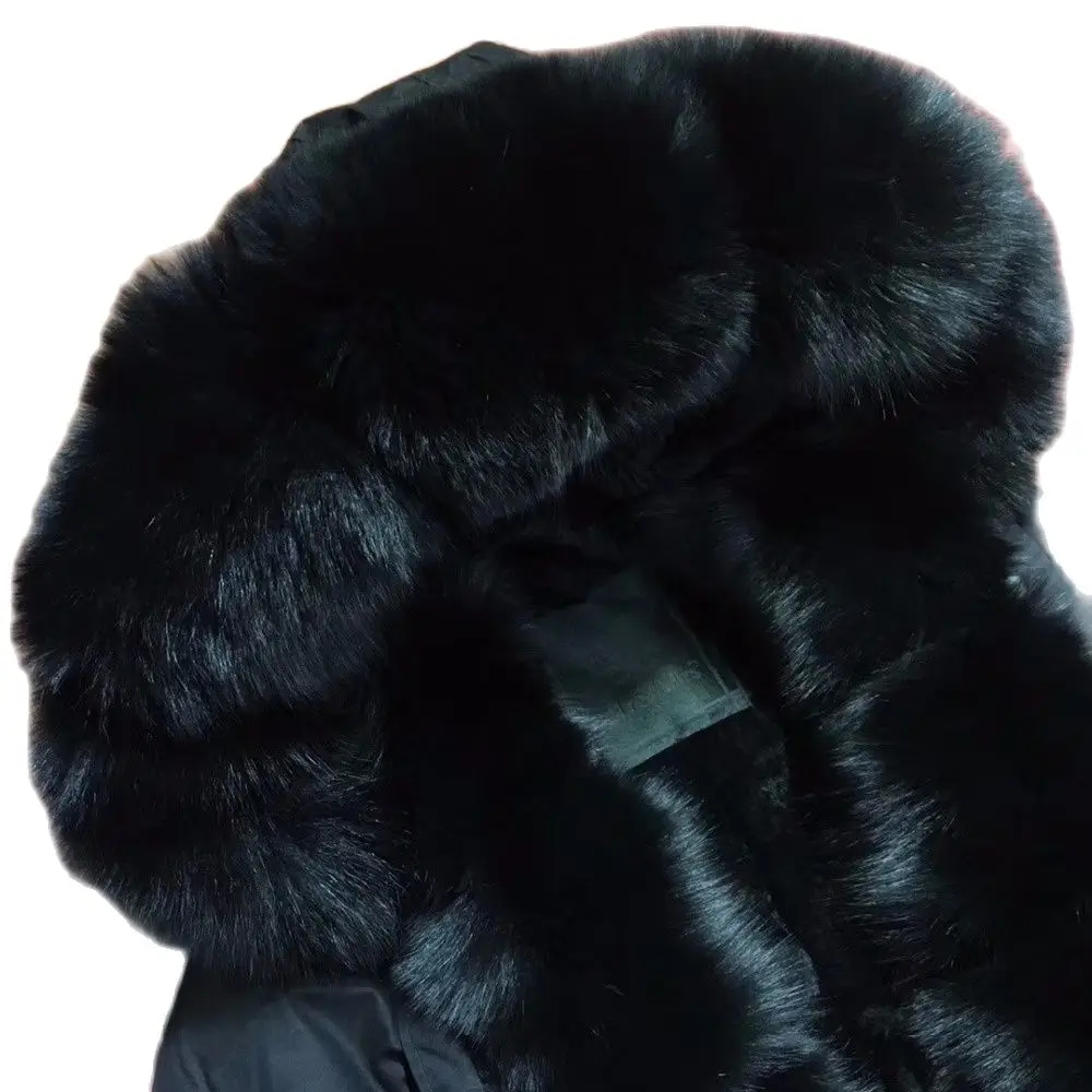 Большие размеры зимние парки из натурального енота черная мини куртка с