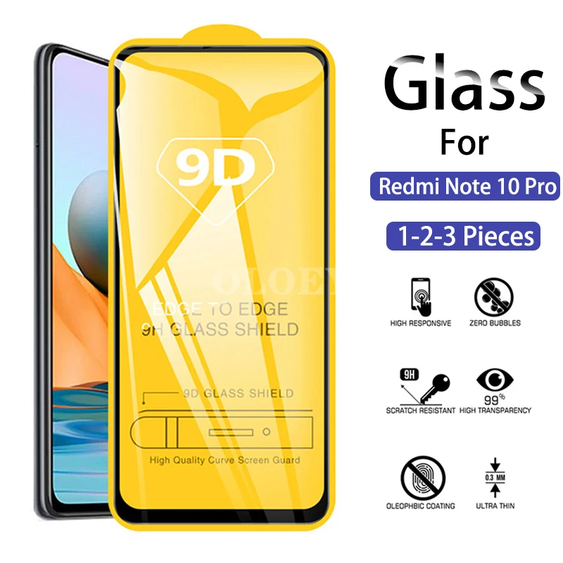 

1-3 9D премиум класса, закаленное стекло для Xiaomi Redmi Примечание 10Pro Полный экрана мобильного телефона стекло Redmi Note10 Pro 5G черный-стекло redmi note-10pro