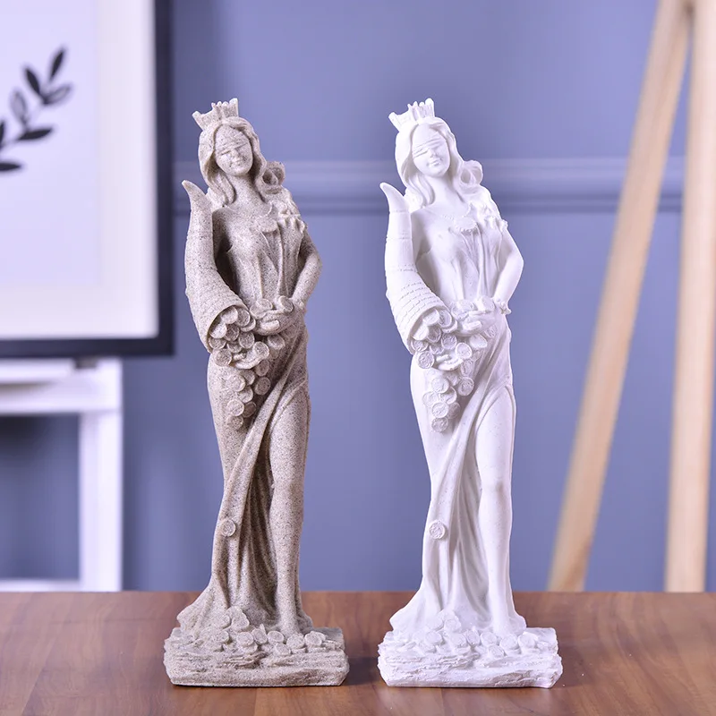 

32cm Sandstone Goddess of Wealth Statue Home Decoration Creative Wealth Goddess Figurines Miniatures Vintage Home Decor
