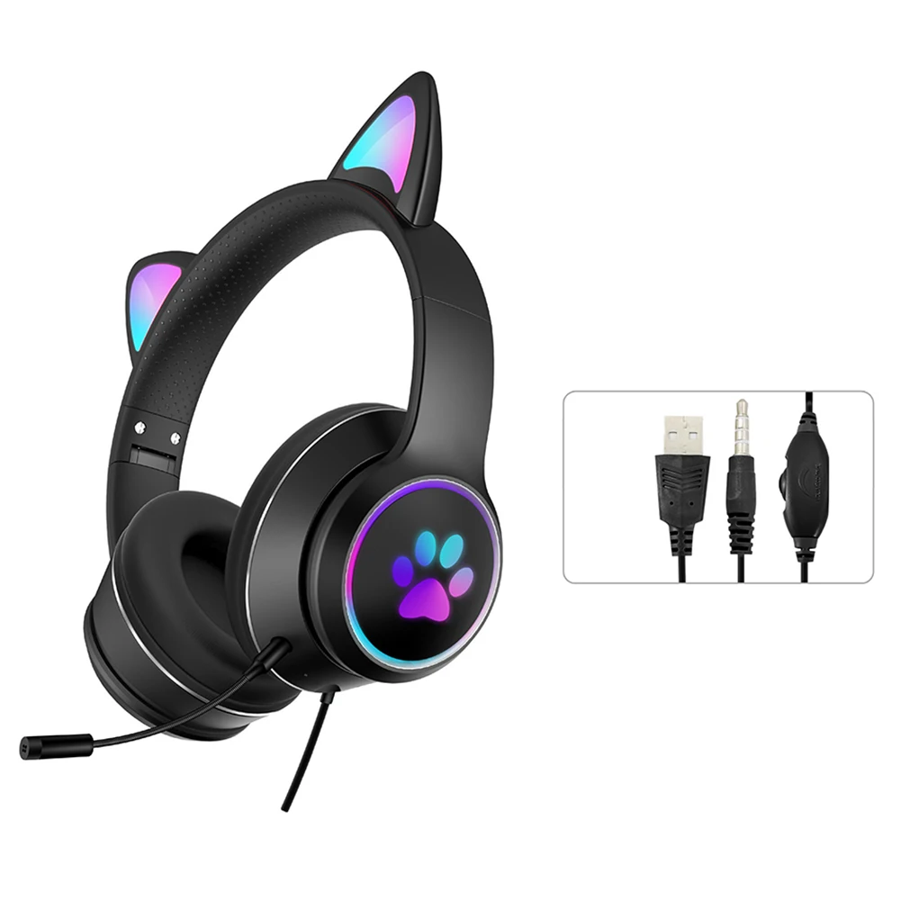 

Stereo Sound Universal RGB LED Light Over Ear Omnidirectional Wired Gaming Headset Laptop Gift Travel With Microphone Fashion