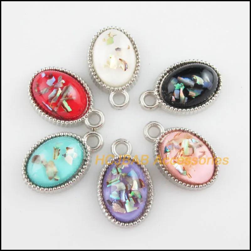 Мода 18 шт. новые акриловые овальные амулеты тупой Серебряный Металл с