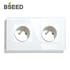 Двойная настенная розетка BSEED, французская стандартная, 16 А, белая, черная, золотистая, стеклянная панель, 157 мм, 110-250 В, электрическая розетка